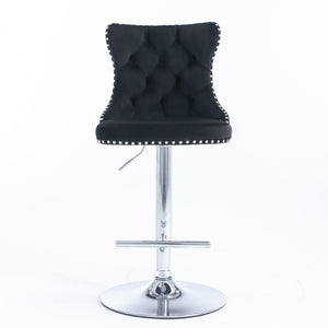 Swivel Barstools Adjusatble Seat Height From 25-33", Modern Upholstered Base Bar Stools With Backs Comfortable Tufted For Home Pub And Kitchen Island (Set of 2)