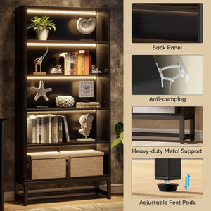 5 Tier Heavy Duty Bookshelf For Living Room