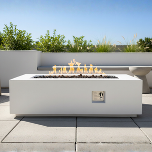 Outdoor Rectangle Propane Fire Pit Table 60 Inch, White