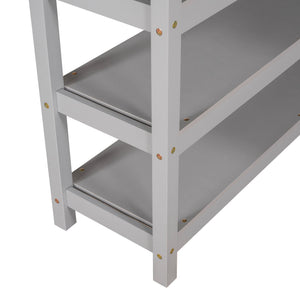Loft Bed With Storage Shelves And Under Bed Desk