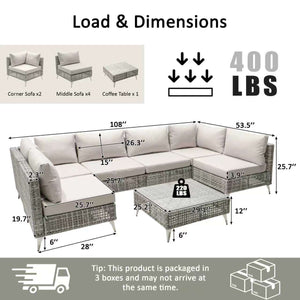 K&K 7-Piece Wicker Patio Furniture Set
