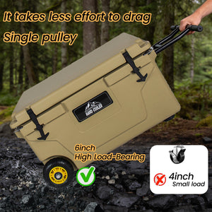 65 Quart Khaki Cooler, Ultra-Tough Hard Shell Ice Chest
