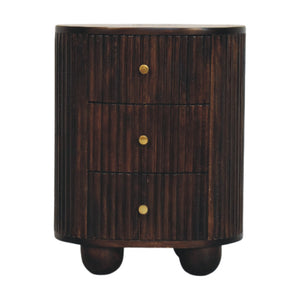 Solid Wood Curved Fluted 3-Drawer Drum Chest