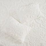 King/Cal King 3 Piece Tufted Cotton Chenille Damask Duvet Cover Set