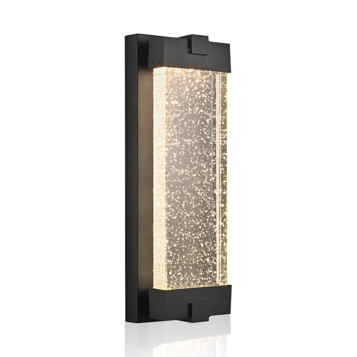 Black Aluminum Outdoor Wall Light with Bubble Crystal