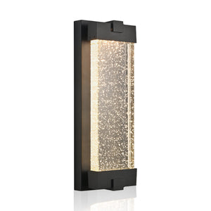 Black Aluminum Outdoor Wall Light with Bubble Crystal