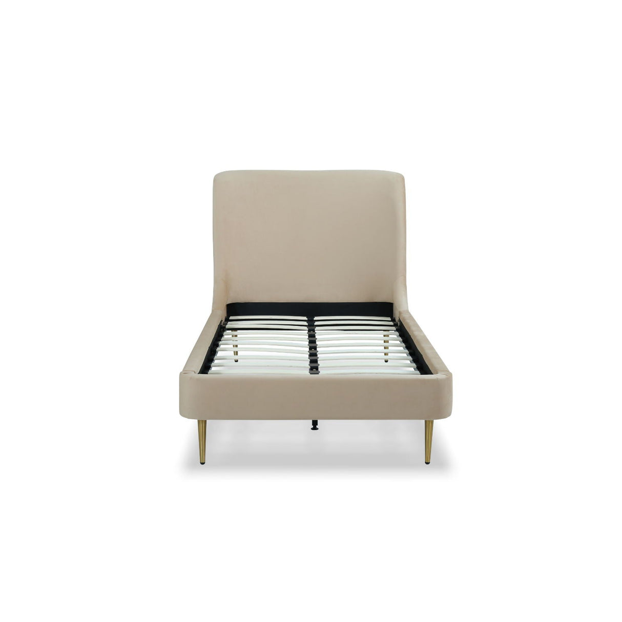 Mid-Century Modern Upholstered Bed With Curved Headboard