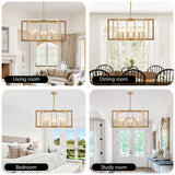 27" Modern Golden Geometric 8-Light Chandelier