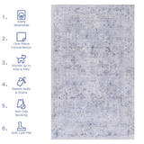 Area rug 4x6, washable rug, low-pile, non-slip, non-shedding, foldable, kid & pet friendly - area rugs for living room, bedroom, kitchen, dining room rug - perfect gifts, (blue+cream, 4' x 6')