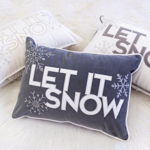 Nneka Let It Snow White Velvet Lumbar Pillow with Insert 14x20