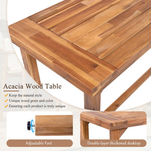 6 Piece Outdoor Bar Set with Acacia Wood Table & Cushioned Stools