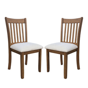 Modern Dining Chair, Wooden Back, Cushion Seats (Set of 2)