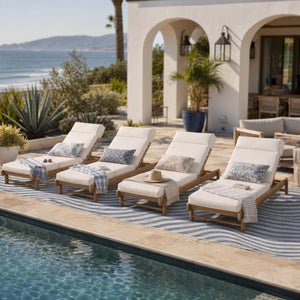 Light Teak Acacia Wood Chaise Lounge Set