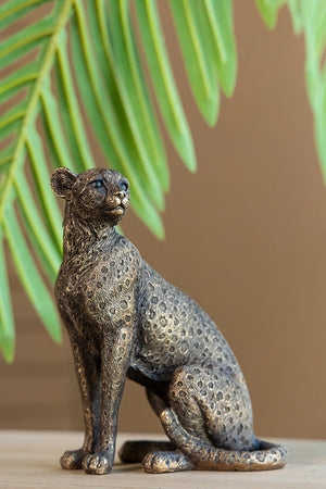 Copper Panther Animal Statue Decor