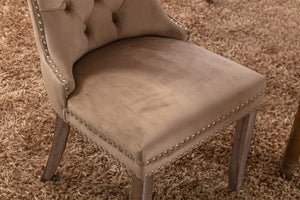 Nikki Collection Modern Tufted Velvet Upholstered Dining Chair - 2 Pieces, Khaki