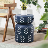 Kiri-Modern-Bohemian-Arrow-Pattern-Drum-Indoor/Outdoor-Garden-Stool-Outdoor-Tables