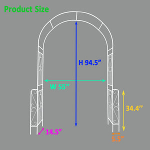 Metal Garden Arch W55'' x H94.5'' - Cream White Outdoor Arbor
