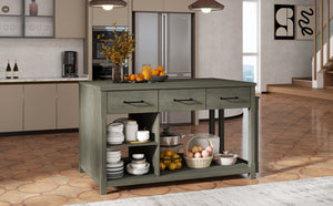 TREXM Extendable Kitchen Island with Storage