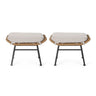 Outdoor Modern Boho Wicker Ottoman With Cushions (Set of 2)