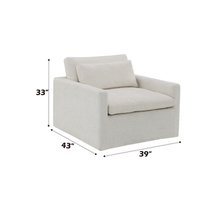 Frederick Ivory Fabric Swivel Chair w/Pillow