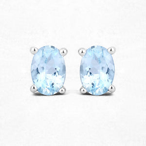0.72 Carat Genuine Aquamarine .925 Sterling Silver Earrings