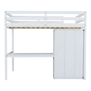 Loft Bed With Built In Wardrobe, Desk, Shelves And Drawers