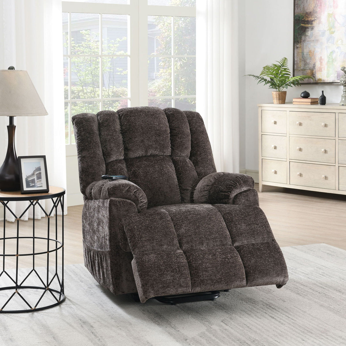 Power Motion Recliner with Lift, Heating & Massage - Brown