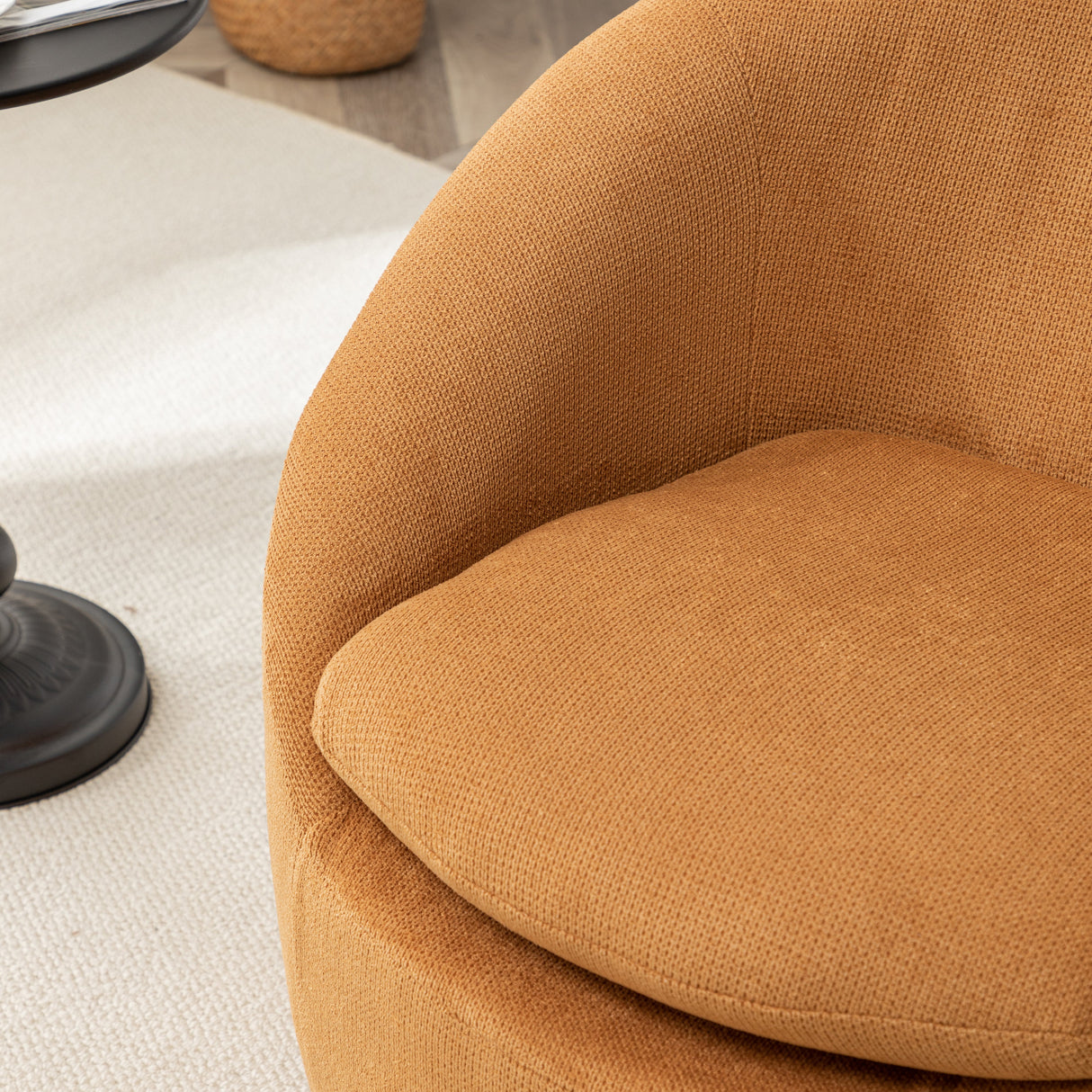 Winnie Modern Teddy Fabric Swivel Barrel Chair