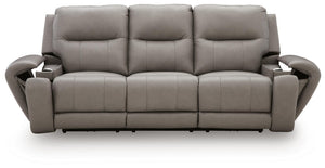 Real Moments - Power Reclining Sofa With Audio Seating - Ash