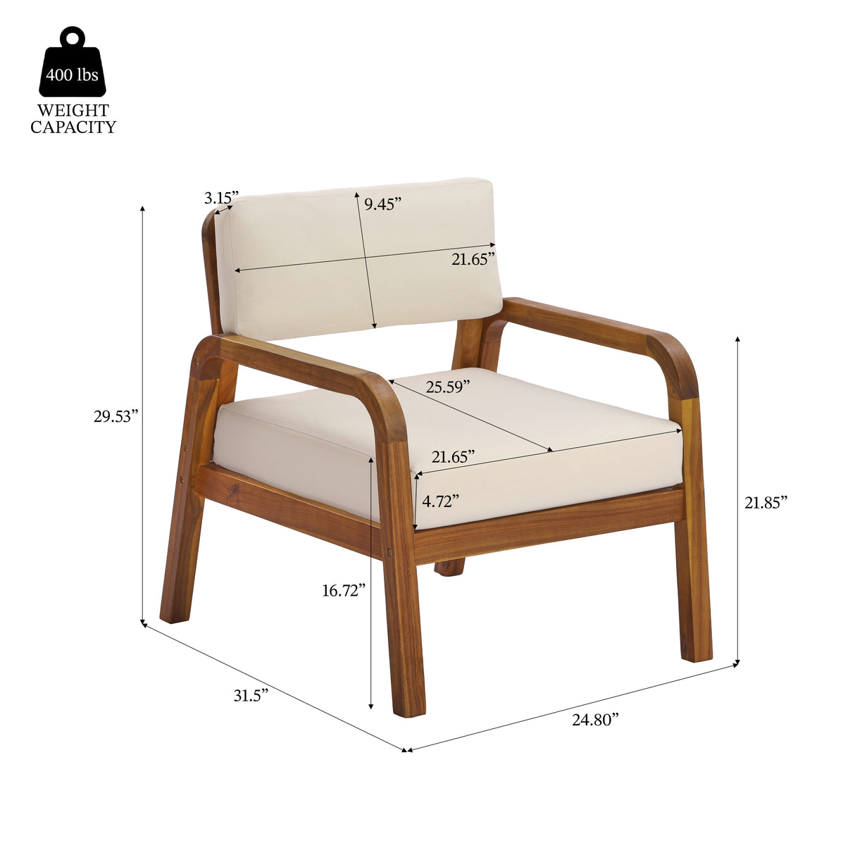 4-Pieces Outdoor Sofa Set with Cushions - Teak