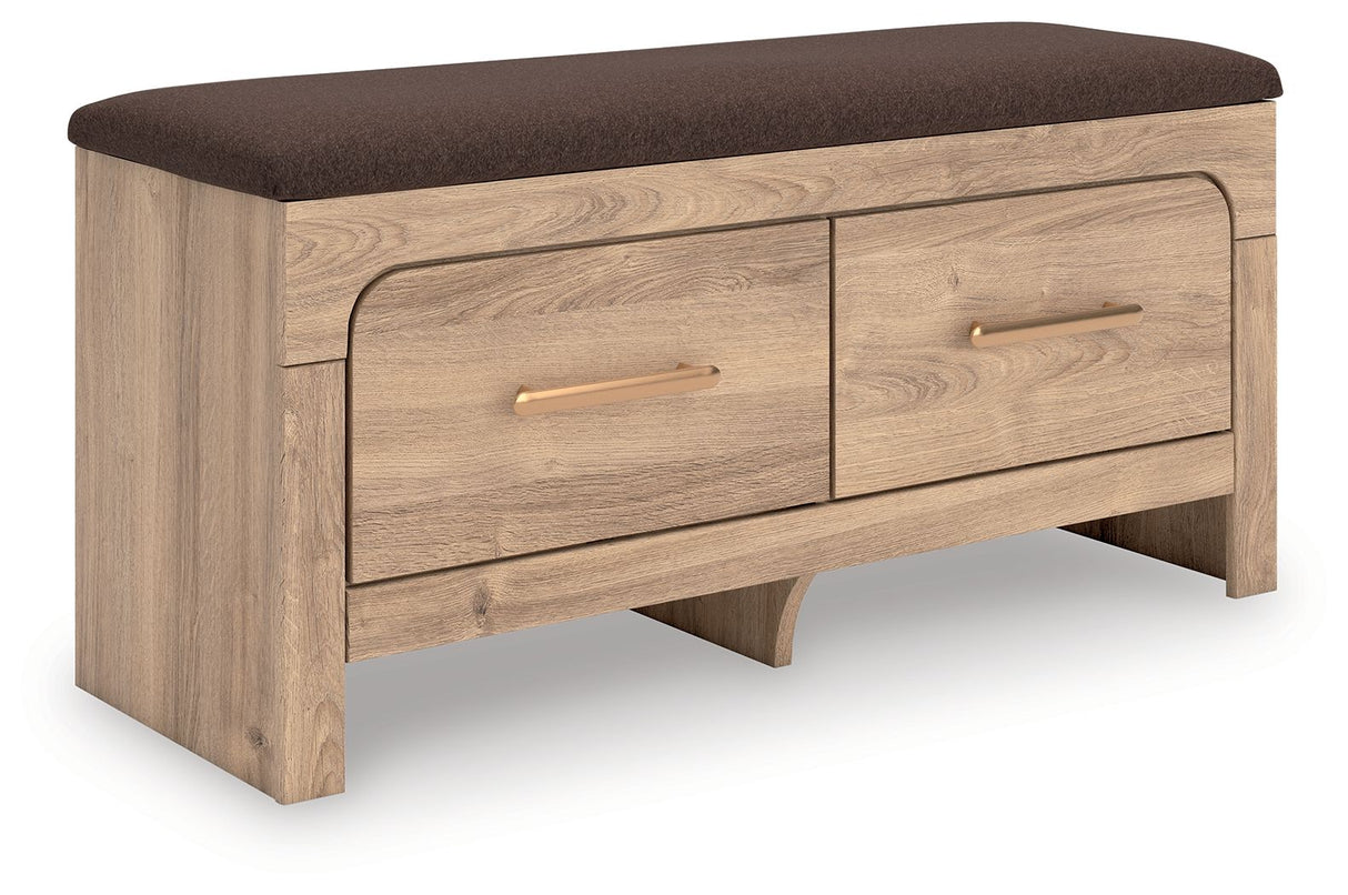Kinlanni - Bedroom Upholstered Storage Bench - Tan / Brown