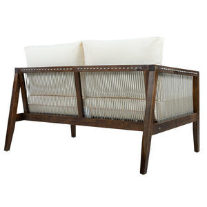 Outdoor 4-Piece Sofa Set, Acacia Wood Frame with Rope Detail