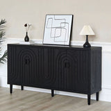 Wood Sideboard with 4 Doors and Tapered Legs