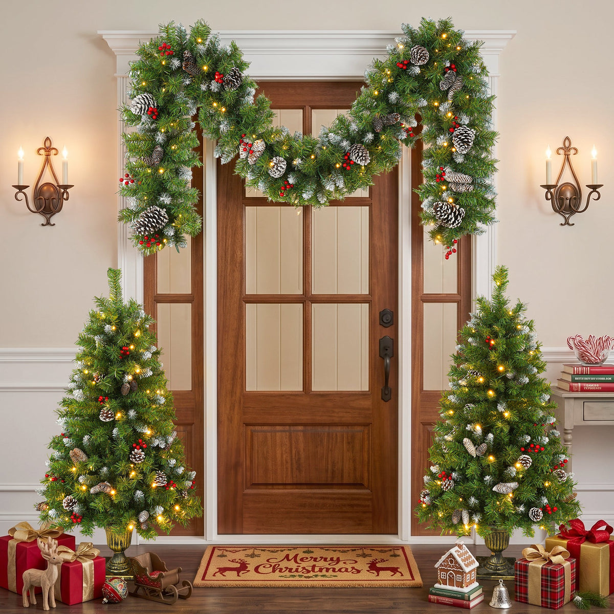 Pre-Lit Xmas Tree Artificial Christmas 3-Piece Set