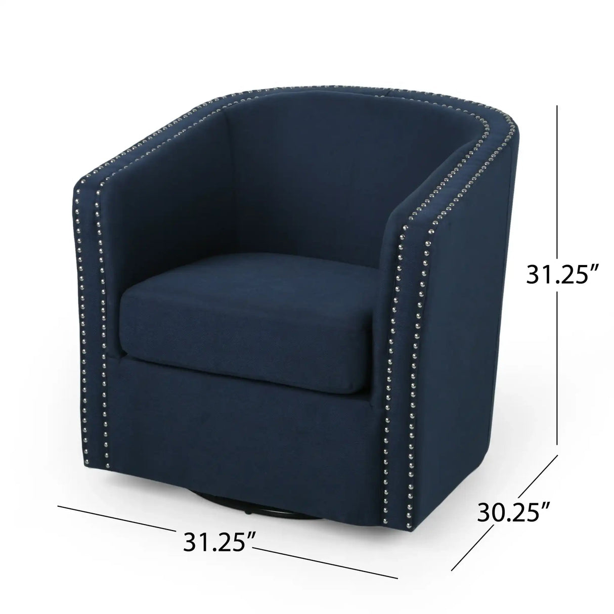 Modern Upholstered Swivel Club Chair With Nailhead Trim