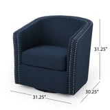 Modern Upholstered Swivel Club Chair With Nailhead Trim