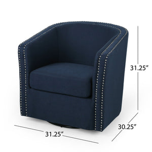Modern Upholstered Swivel Club Chair With Nailhead Trim