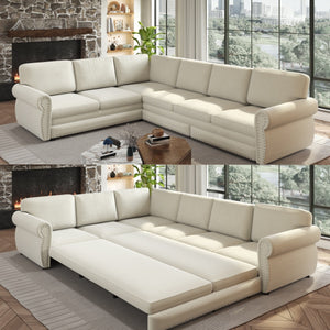 118" L-Shaped Convertible Sofa Bed