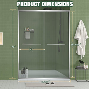Aluminum Frame Double Sliding Shower Door (56-60"x70")