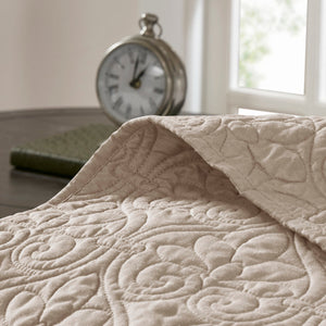 Reversible Quilt Set with Antimicrobial Cotton Filling - Khaki King/Cal King