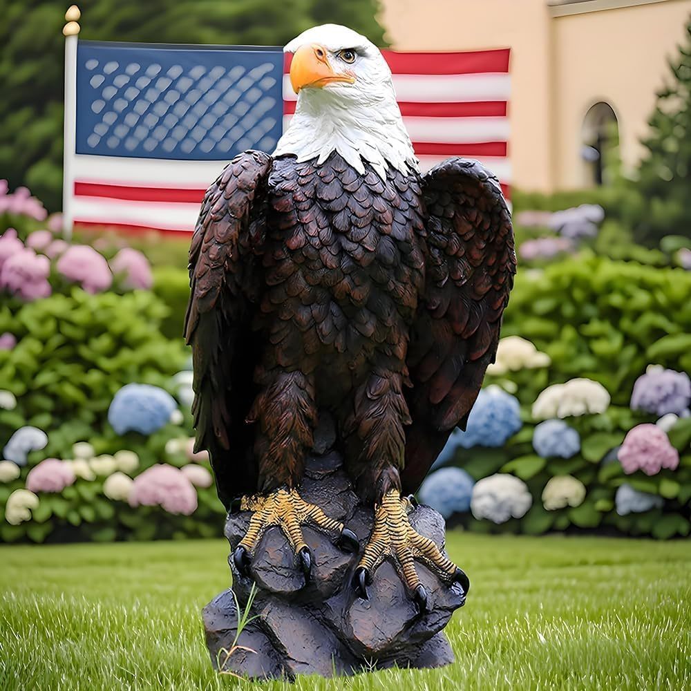 Large Standing Bald Eagle Garden Sculpture