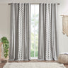 Cotton printed curtain panel with chenille stripe and lining