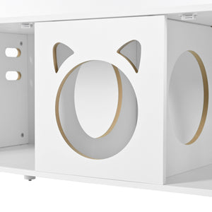 Furniture Style Cat Cabinet Cream White Cat Litter Box
