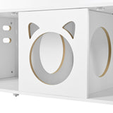 Furniture Style Cat Cabinet Cream White Cat Litter Box