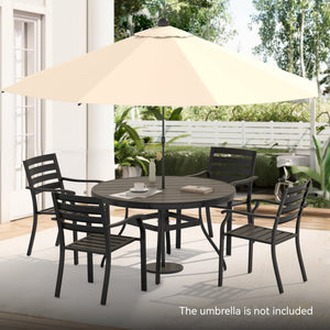 5-Piece Outdoor Patio Dining Set with Stackable Metal Chairs – Black
