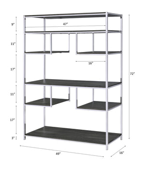 Vonara - Bookshelf - Rustic Gray Oak & Chrome