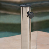 Modern Wheelie Round Umbrella Base with Stainless Steel Holder in Black Concrete