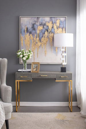 D15x30' Table Lamp with White Marble and Brass Frame