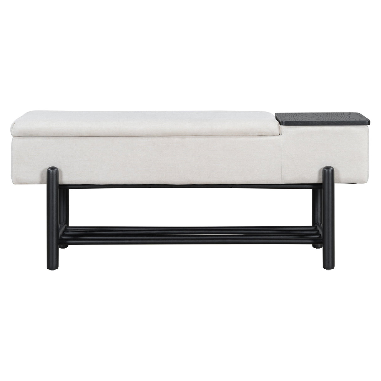 TREXM Farmhouse Upholstered Storage Bench with Hidden Compartment