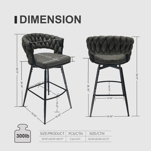 Bar Stool 360 Swivel With Back Footrest